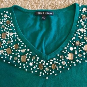 Emerald Green Pearl & Jeweled Top